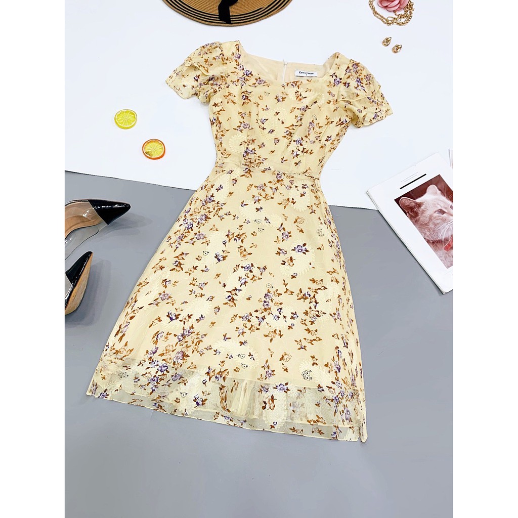 [Mã FAGREEN1505 giảm tới 30K đơn 99K] Váy cổ tròn tay bồng hoạ tiết hoa Zym's House - LT52 | BigBuy360 - bigbuy360.vn