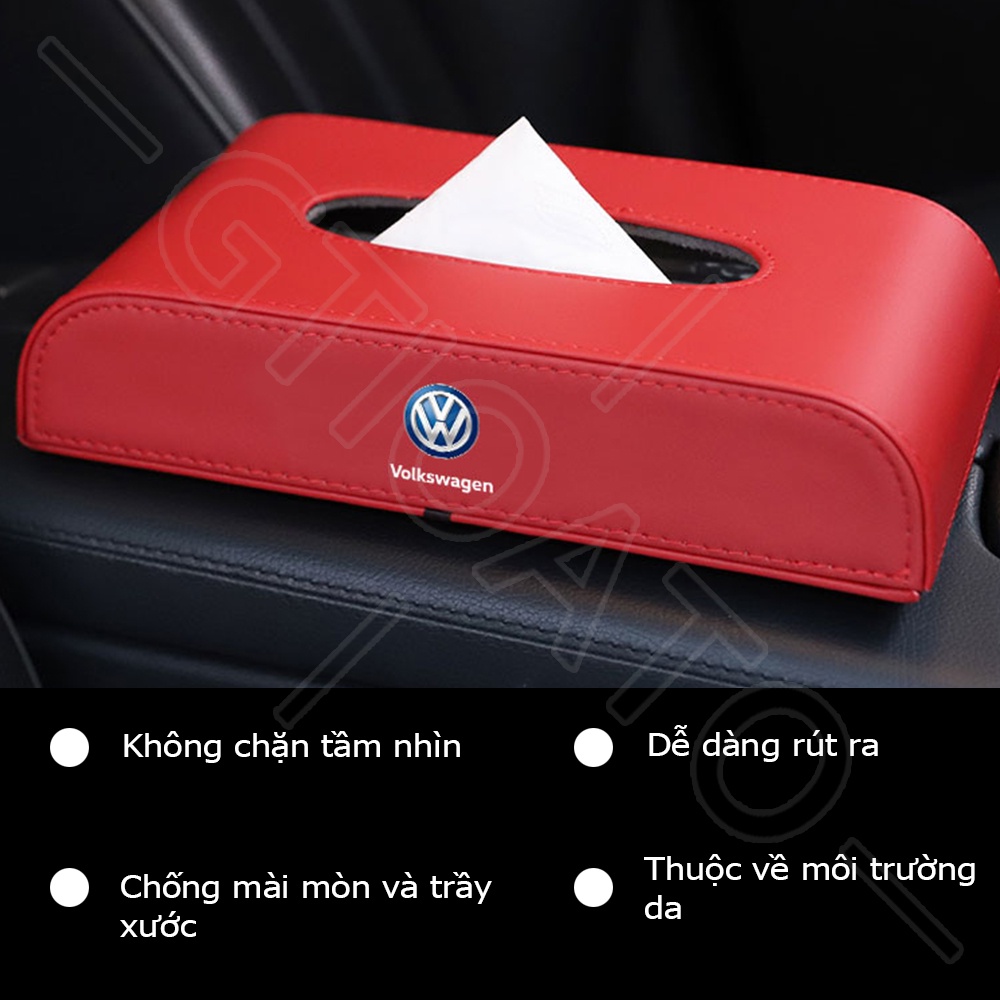 GTIOATO Hộp Đựng Khăn Giấy Ô Tô HộP ĐựNg GiấY TrêN Xe Ô Tô HộP ĐựNg GiấY ĂN TrêN Ô Tô Hộp Khăn Giấy Ô Tô HộP ĐựNg Đồ TrêN Ô Tô Phụ Kiện Xe Hơi Cho Volkswagen Tiguan Polo Golf MK7 Jetta MK6 Touran Beetle Teramont Scirocco Passat
