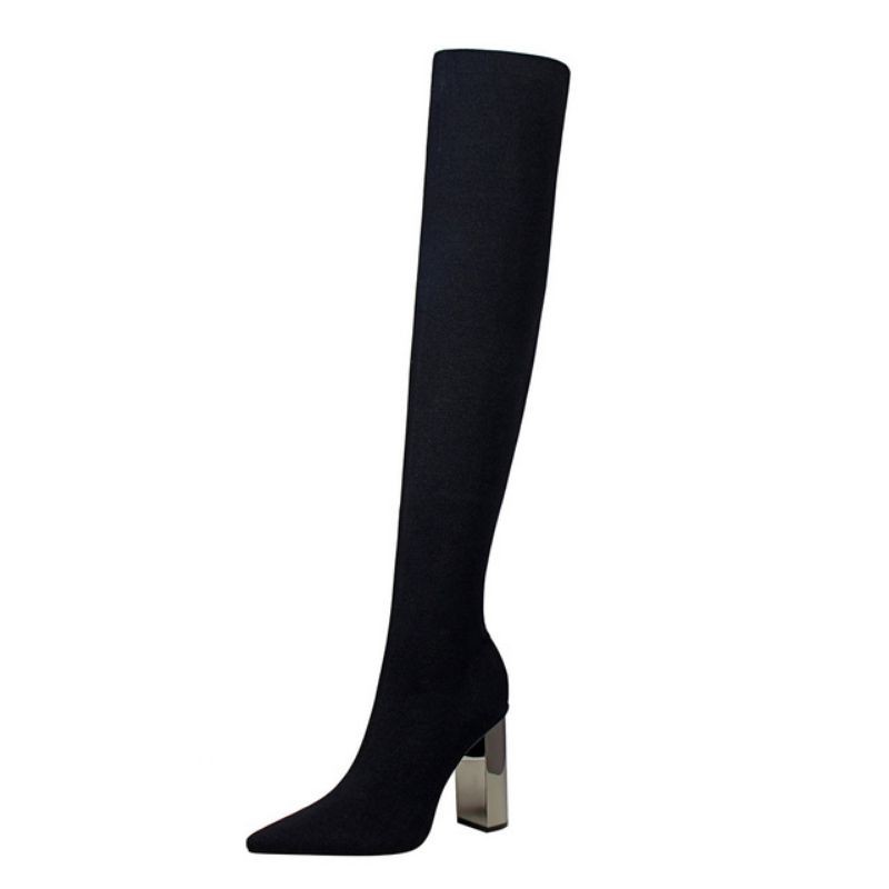 (BigTree)BỐT ĐÙI LEN CAO GÓT 9 CM , BỐT ĐÙI ĐẾ VUÔNG TRÁNG GƯƠNG CAO CẤP CHO NỮ | BigBuy360 - bigbuy360.vn