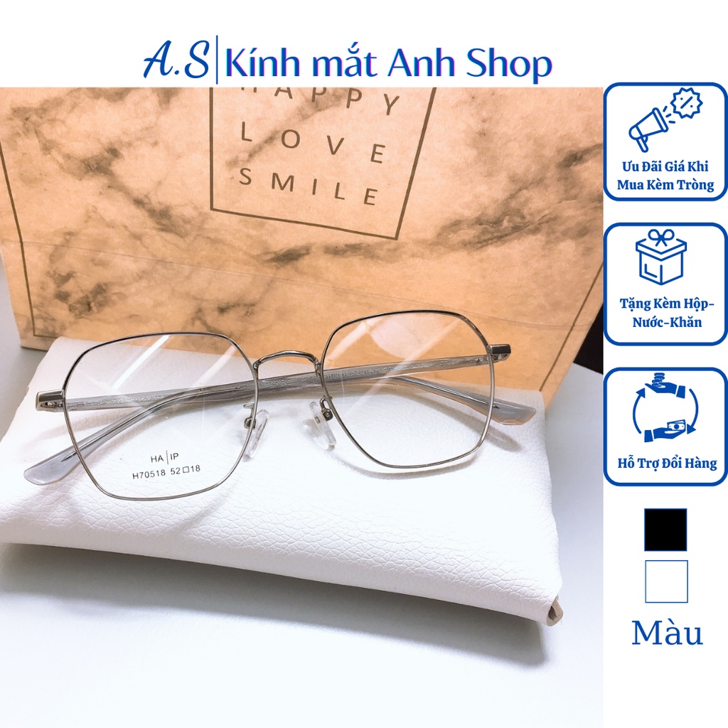 Gọng kính vuông thời trang nam nữ chất liệu kim loại 70518