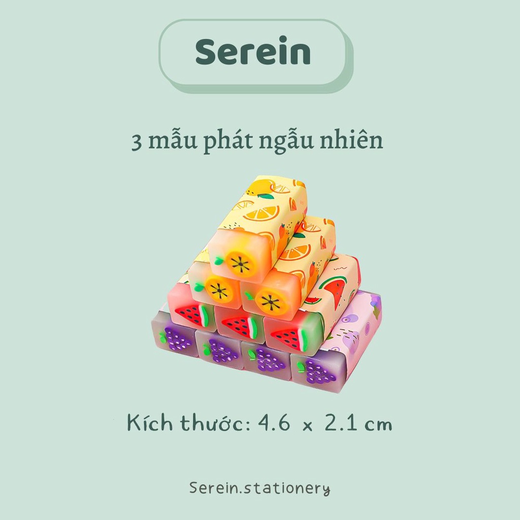 Gôm tẩy bút chì hình thạch hoa quả SEREIN tẩy mềm 2B cute có mùi thơm văn phòng phẩm phong cách Hàn Quốc