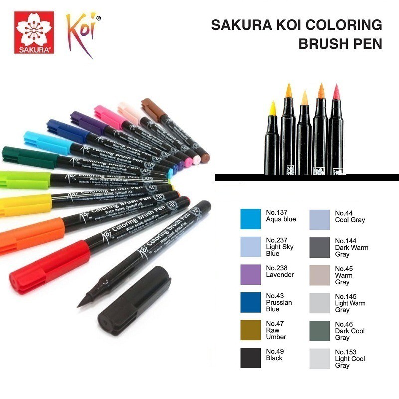 BÚT CỌ MẦU NƯỚC SAKURA KOI COLOURING BRUSH PEN ( 1 CÂY ) Bảng màu C