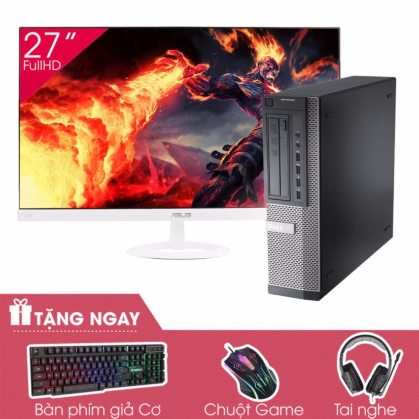 Máy tính để bàn DELL OPTIPLEX 390 DT + Màn hình ASUS 27inch Full Viền (Core i3 2120, Ram 8GB, HDD 2TB) + Quà Tặng