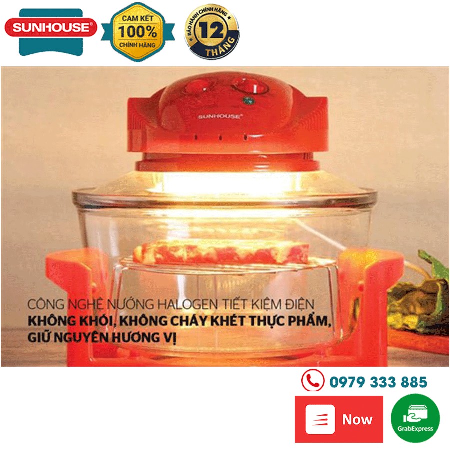 Lò nướng thủy tinh 12 lít Sunhouse SH416