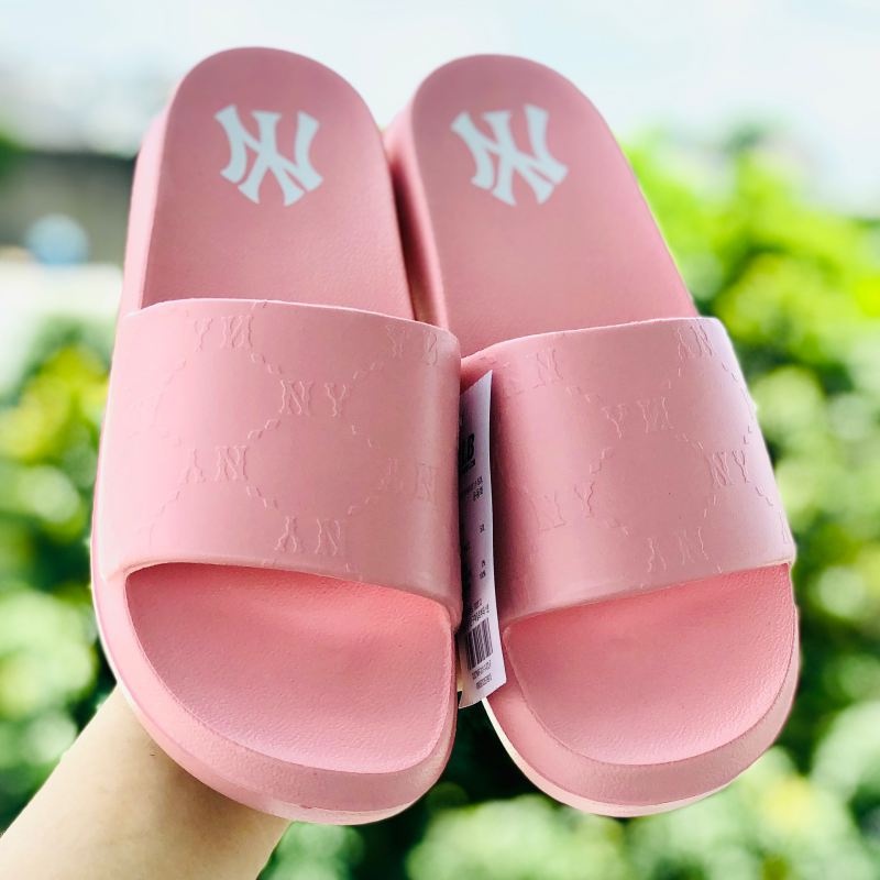 Dép unisex 𝐌𝐋𝐁 ❤️FREESHIP + Hộp❤️ dép đúc mlb monogram ny bóng chày quai ngang thể thao nam nữ in nổi NY xịn, hồng