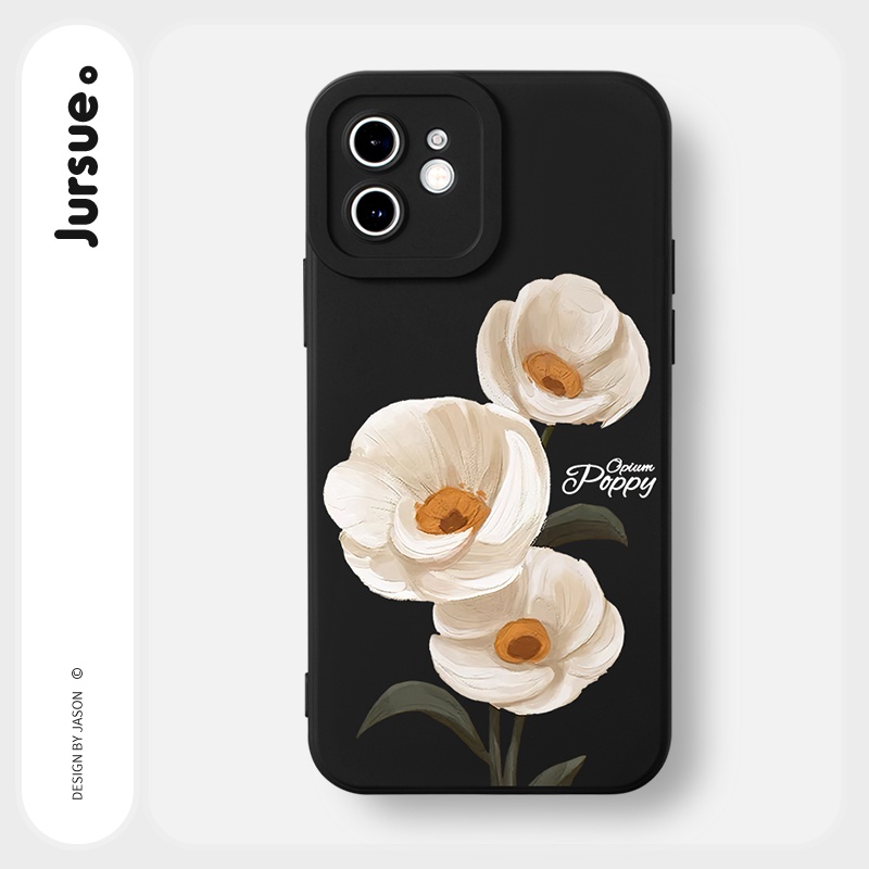 Ốp lưng JURSUE mềm hình độc lạ màu đen Cho iPhone 14 13 12 11 Pro Max SE 2020 X XR XS 8 7 ip 6S 6 Plus Y2423