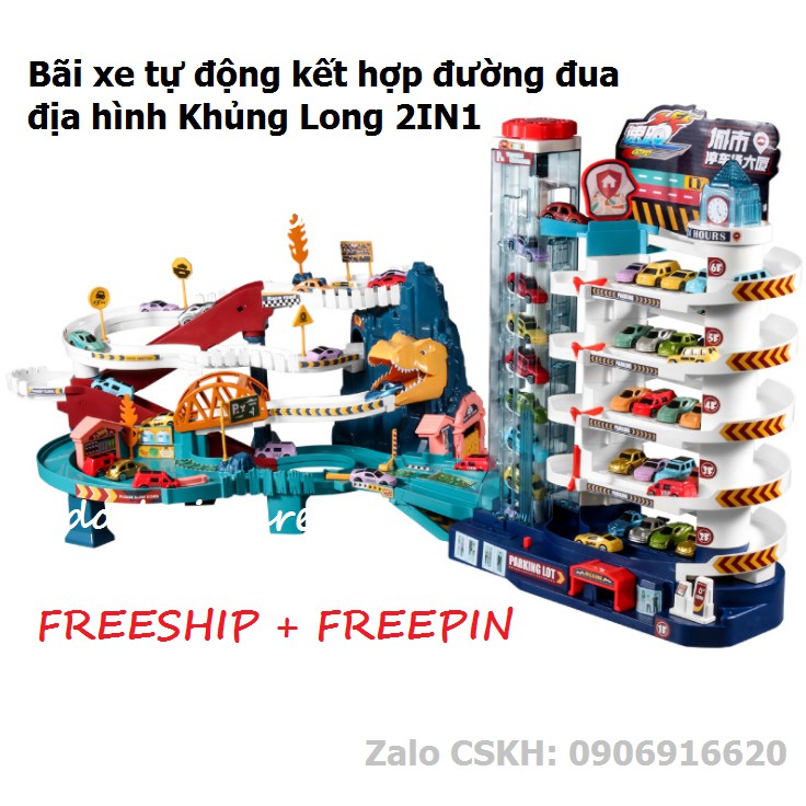 Bãi Đậu Xe Thông Minh Kết Hợp Cuộc Phiên Lưu Khủng Long 2IN1 - Trò Chơi Trí Tuệ Cao Cấp Cho Bé (Kèm Pin)
