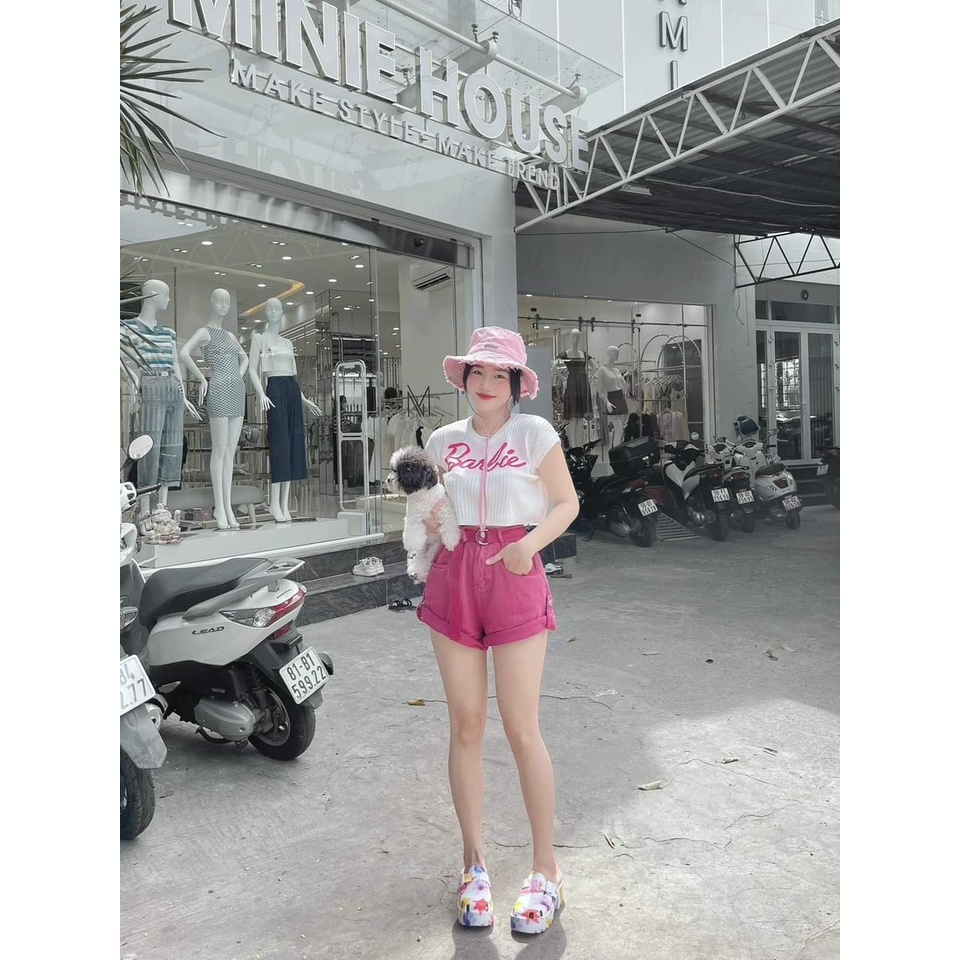 Áo len barbie croptop tay hến hot hit