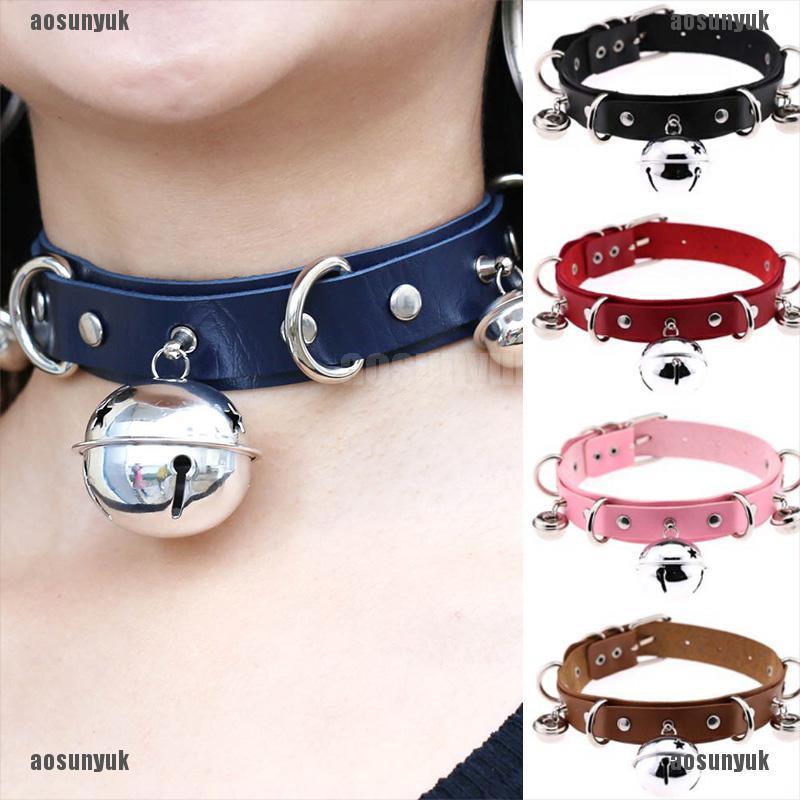 Vòng cổ choker da đính chuông phong cách punk quyến rũ dành cho nữ