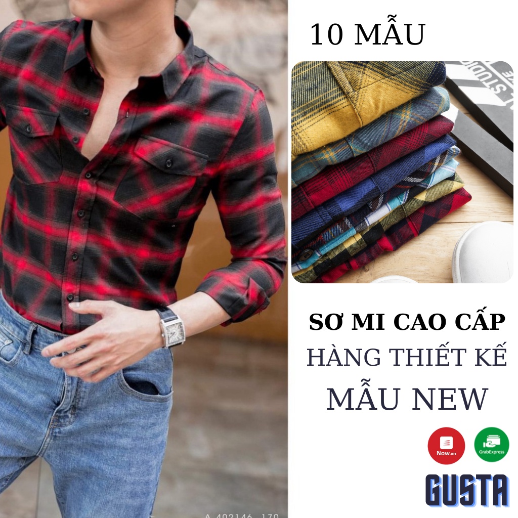 Áo Sơ Mi Flannel Nam Caro Kẻ Sọc  Áo Khoác Sơmi Dài Tay Hàn Quốc Gusta From Ôm Hàng Hiệu-SMGS02