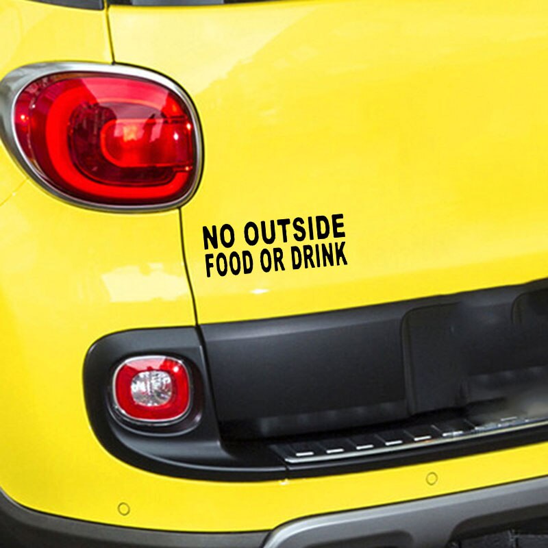 Decal dán trang trí xe hơi họa tiết No Outside Food Or Drink bằng chất liệu Vinyl kích thước 18CM*6.5CM