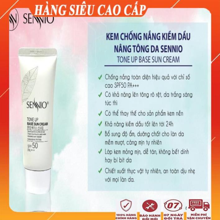 [FreeShip - HÀNG LOẠI A] Kem chống nắng cao cấp kiềm dầu, dưỡng trắng da/Kem chống nắng kiềm dầu nâng tông da sennio