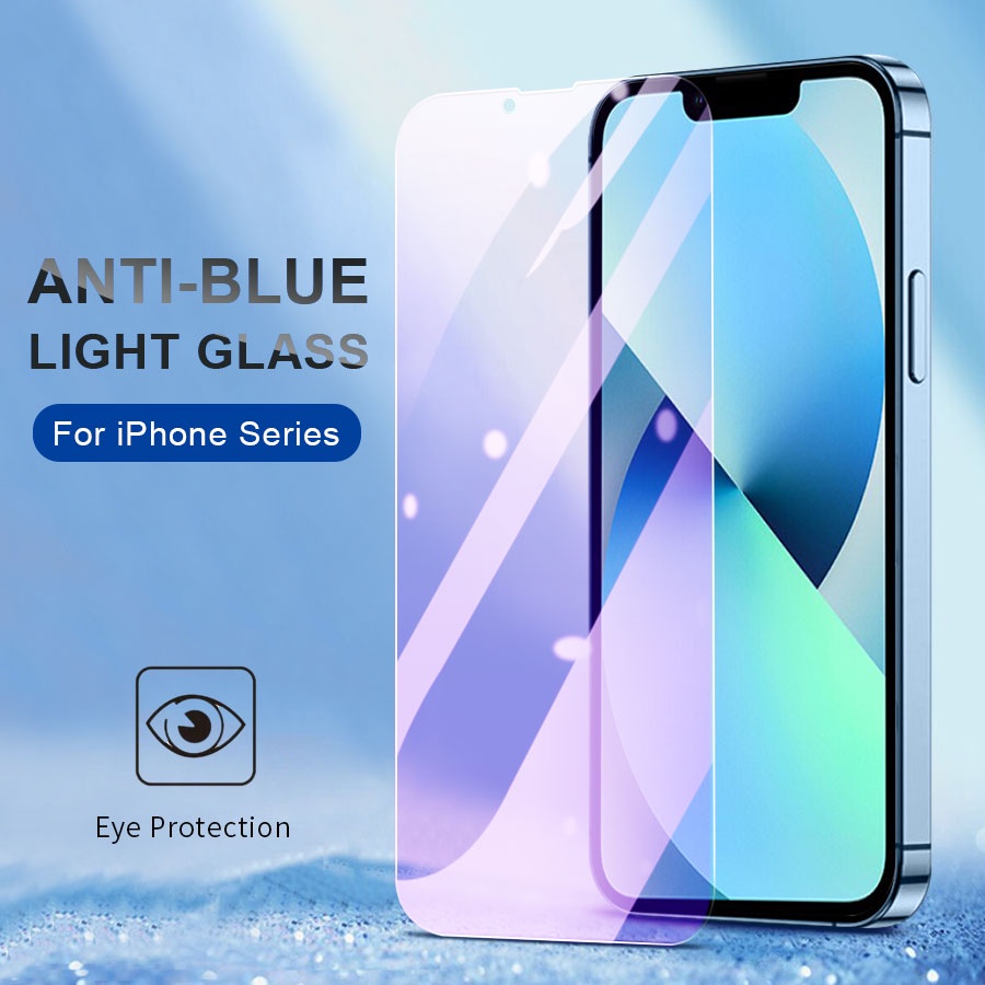Kính Cường Lực Chống Ánh Sáng Xanh Full Màn Cho iPhone 14 13 12 11 Pro Max X Xs Xr 6 6s 7 8 Plus SE 2020