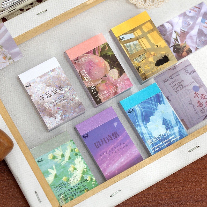 Cuốn 50 giấy dán hình phong cảnh làm bullet journal