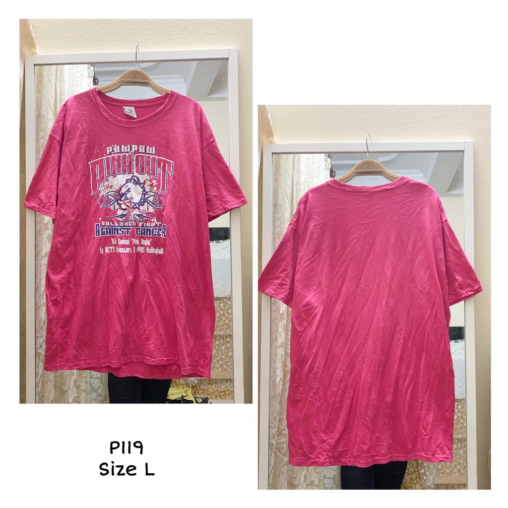 Áo thun mỹ nam nữ màu hồng hình đơn giản mã T119 Lychi Shop