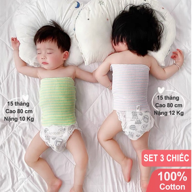 SET 3 đai quấn bụng giữ ấm cho bé, chũn quấn bụng giữ ấm Beedoll, 100% cotton tự nhiên