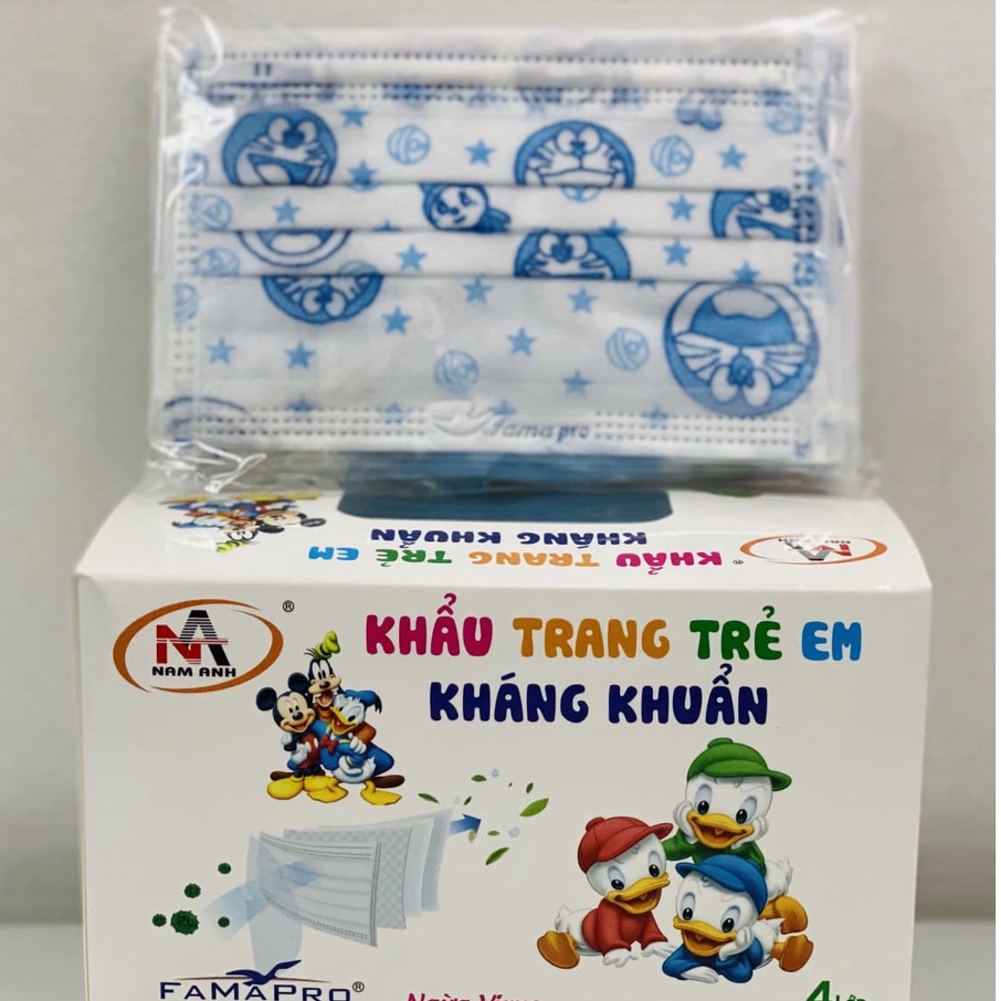 [[Chính hãng]]-khẩu trang trẻ em Nam Anh Famapro giấy kháng khuẩn cao cấp dành cho e bé hộp 50 cái