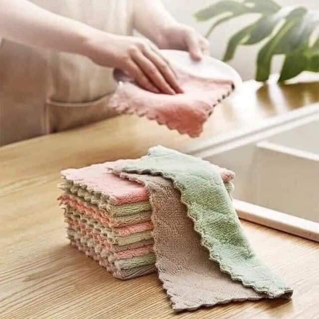 FREE SHIP Khăn Lau 2 Mặt Siêu Thấm 20*15cm