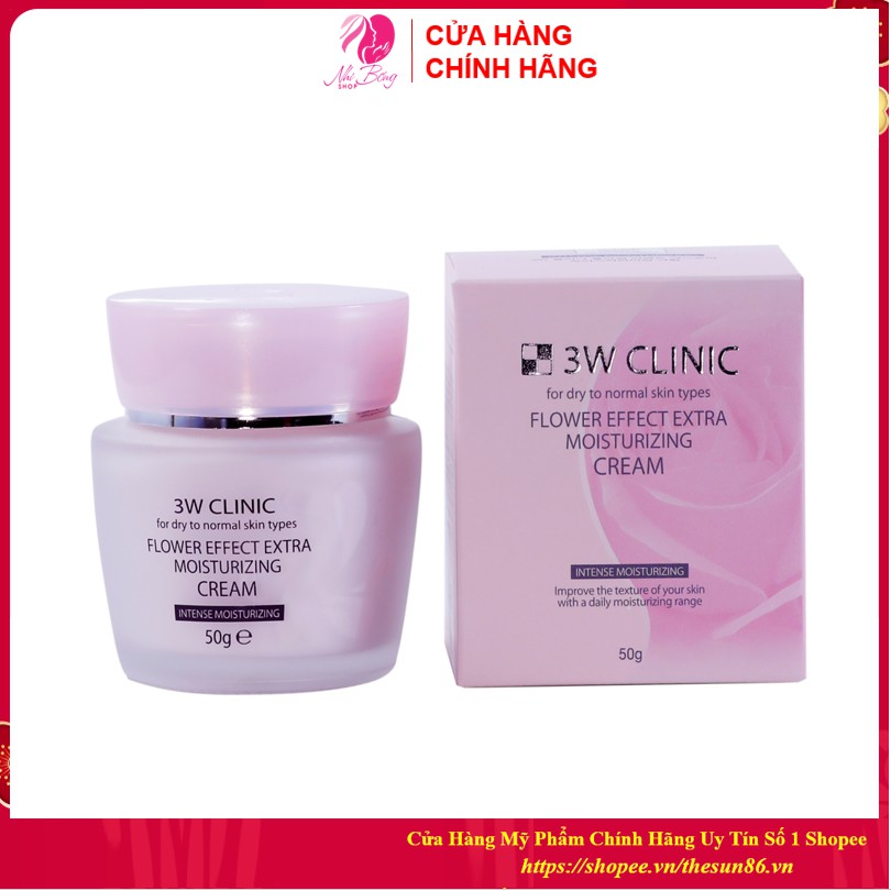 [Nhập Khẩu Hàn Quốc] Kem dưỡng trắng da - Kem dưỡng ẩm chiết xuất từ Hoa Hồng 3W Clinic Hàn Quốc 50ml