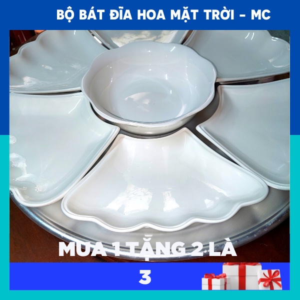 Bộ Bát Đĩa Hoa Mặt Trời giá rẻ cao cấp trắng trơn, sét chén dĩa thờ cúng gia tiên Minh châu