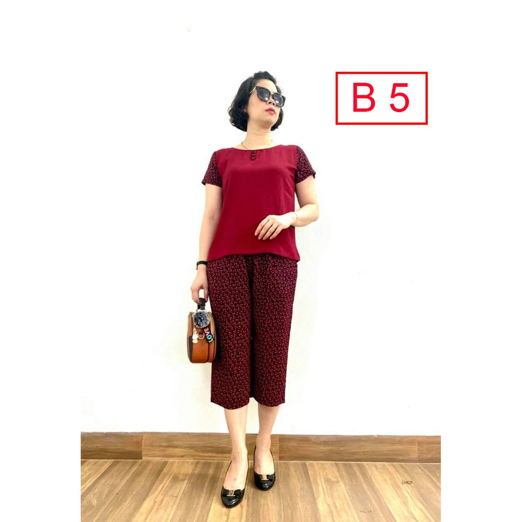 Bộ trung niên mặc nhà cho Bà cho Mẹ- Vải đũi mềm mịn mát