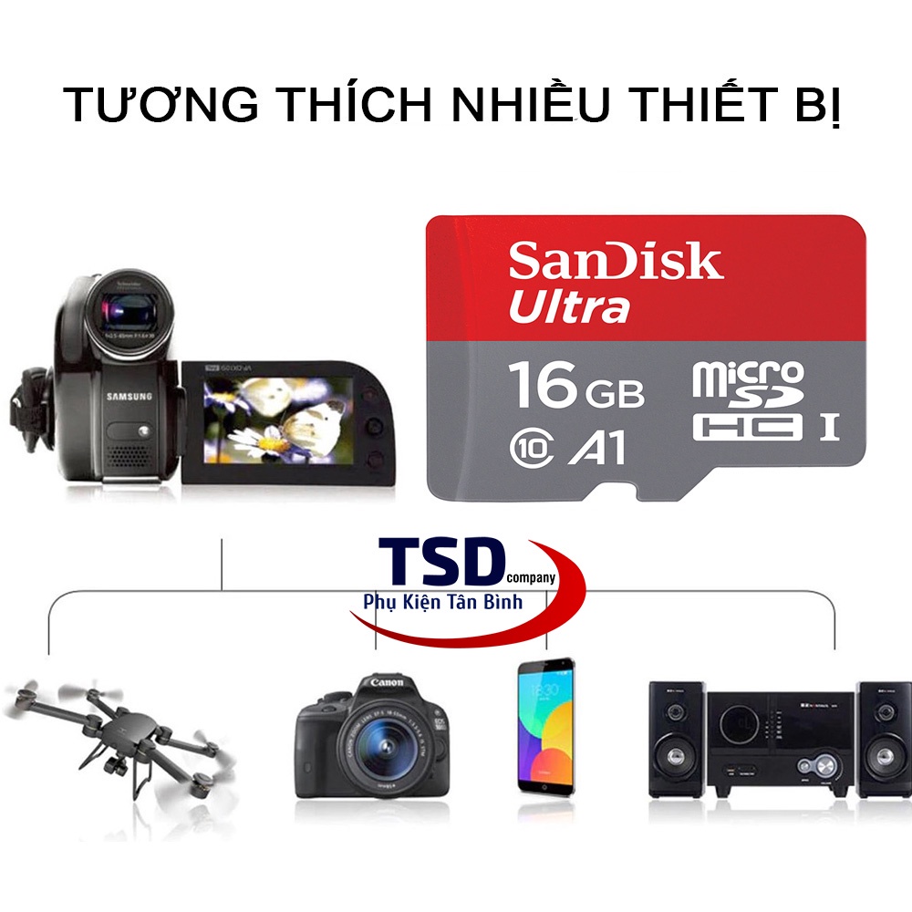 Thẻ Nhớ SanDisk Ultra 16GB 100MB/s MicroSDXC UHS-I A1 Chính Hãng