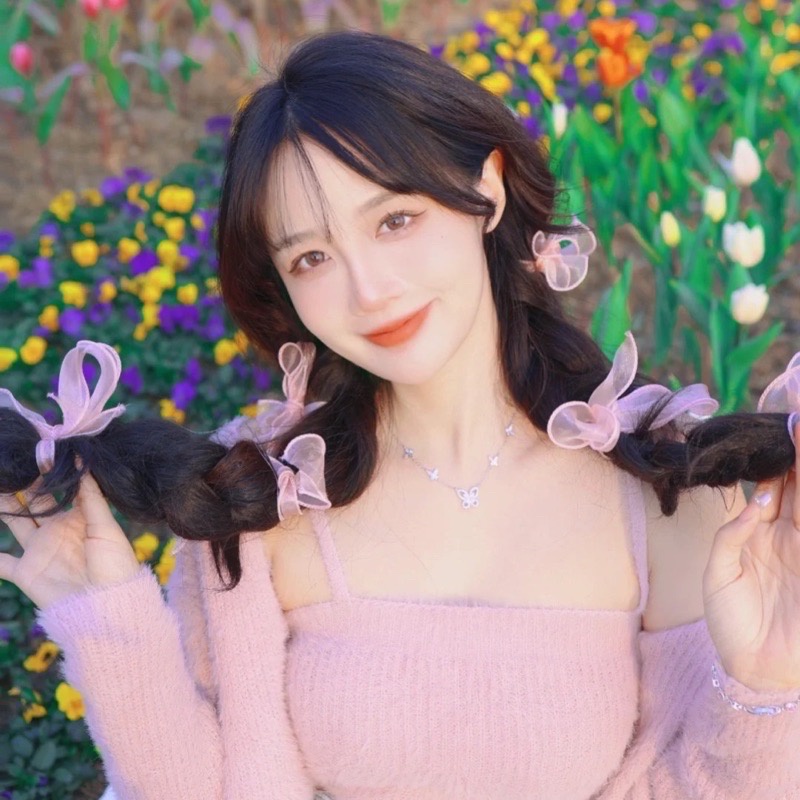 Set 4 kẹp tóc nơ Lolita dây voan hot trend