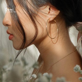 [ẢNH THẬT]Bông tai DEMI- Khuyên tai Hàn quốc✨Hoop earings vintage Âu Mỹ, khuyên tròn basic mạ vàng bản 4cm