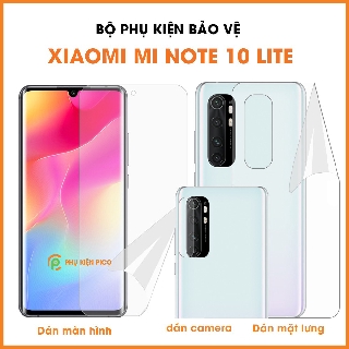 Dán màn hình Xiaomi Mi Note 10 Lite và dán lưng Mi Note 10 Lite dẻo trong suốt và dán camera Mi Note 10 Lite - combo3