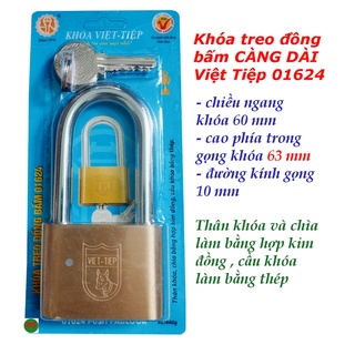 Khóa treo đồng bấm Việt tiệp 01624 ( cỡ lớn- càng dài 6.2cm)