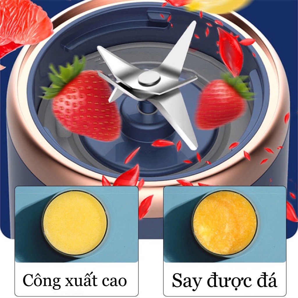 Máy xay sinh tố mini cầm tay đa năng 6 lưỡi juicing cup, sạc tích điện 6 Lưỡi, tiện lợi,siêu gọn nhẹ, tặng kèm nắp