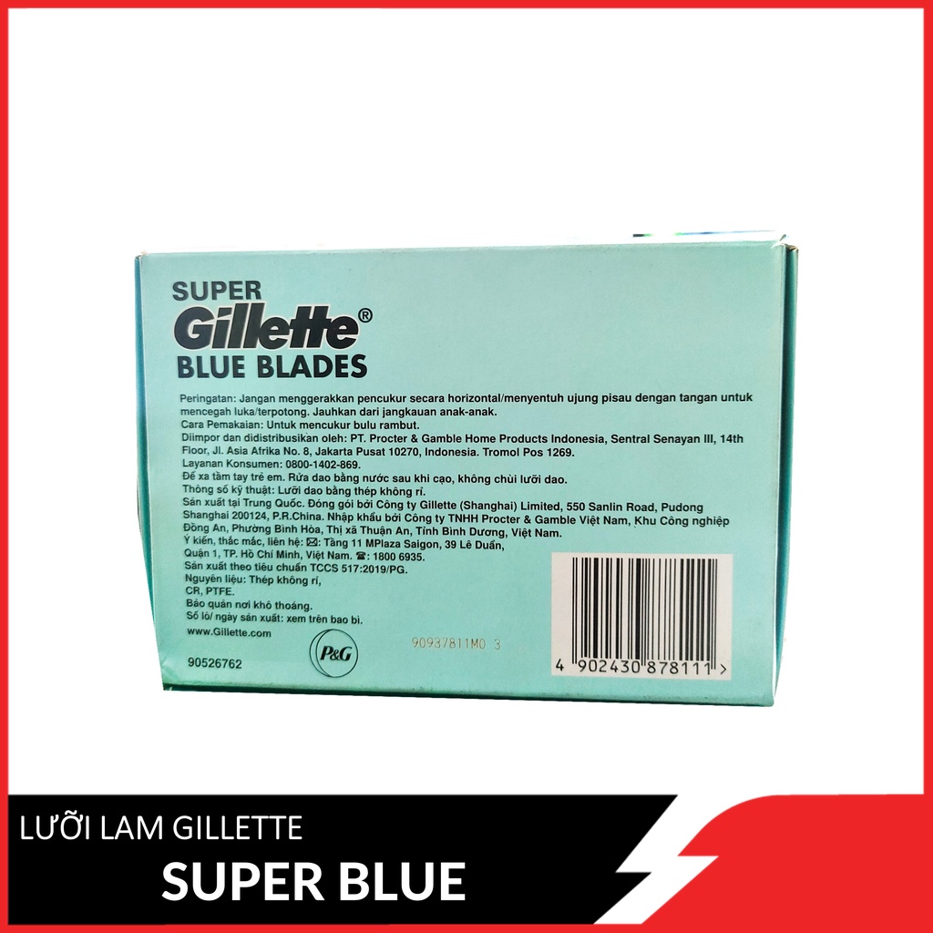 Lưỡi Dao Cạo Gillette Super Blue 100 Lưỡi / Hộp