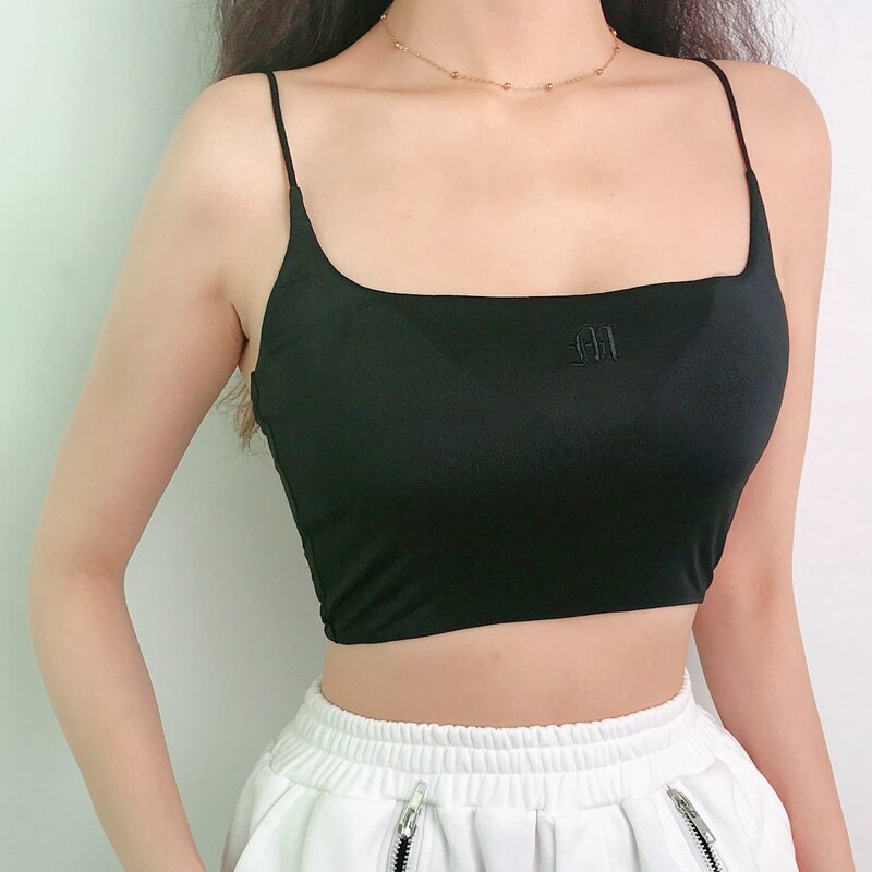 Áo Croptop Sát Nách Thêu Chữ Thời Trang Mùa Hè Quyến Rũ