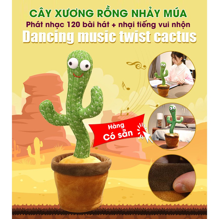 (HÀNG MỚI VỀ) Cây xương rồng nhảy múa Dancingcactus - phát nhạc 120 bài hát + ghi âm và nhại tiếng vui nhộn