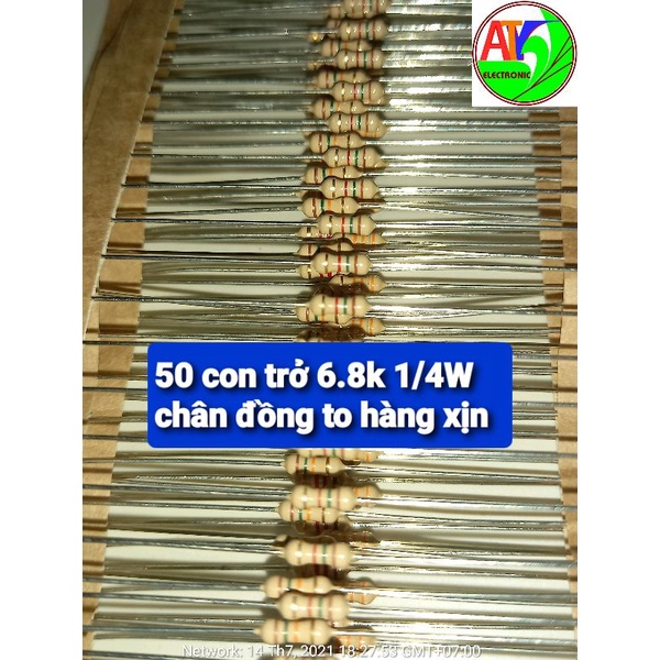 50 điện trở 6.8k 6k8 1/4W xịn