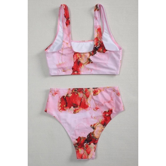 [BKN1117] &lt;ÂU&gt; SET BIKINI BASIC LOANG HỒNG ĐỎ (CẠP CAO)