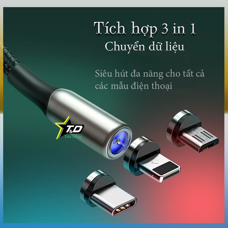 Cáp sạc nam châm từ tính thế hệ thứ 3 Baseus c Magnetic series 3 in 1 đầy đủ sạc cho các dòng điện thoại