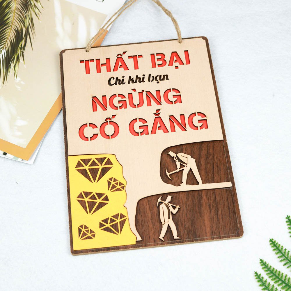 Bảng gỗ decor SLOGAN TRANG TRÍ cửa hiệu văn phòng Kèm quà tặng 17k mỗi đơn hàng Số 2