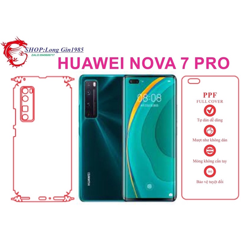 Huawei Nova 7 Pro miếng dán trong Ppf mặt sau và mặt trước chống va đập chống trầy xước