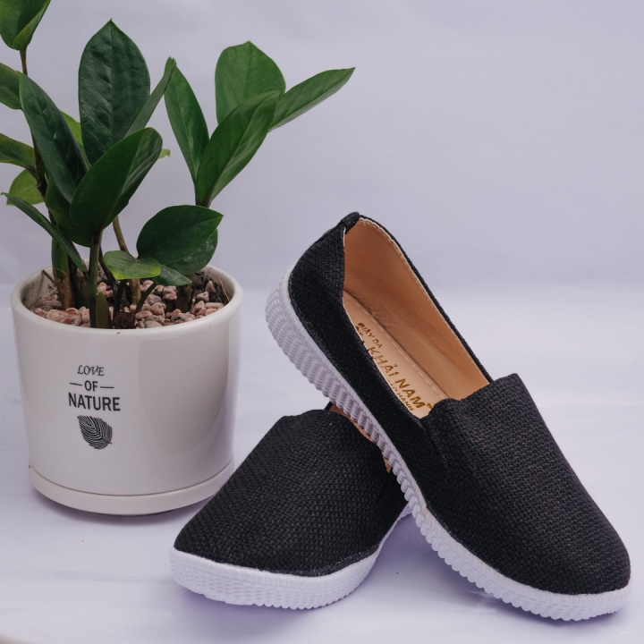 Giày lười vải bố đen