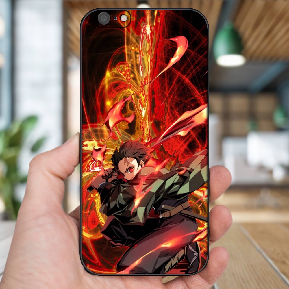Ốp lưng iPhone 6 Plus, 6s Plus dẻo đen cạnh vuông in hình Tanjiro Kimetsu No Yaiba