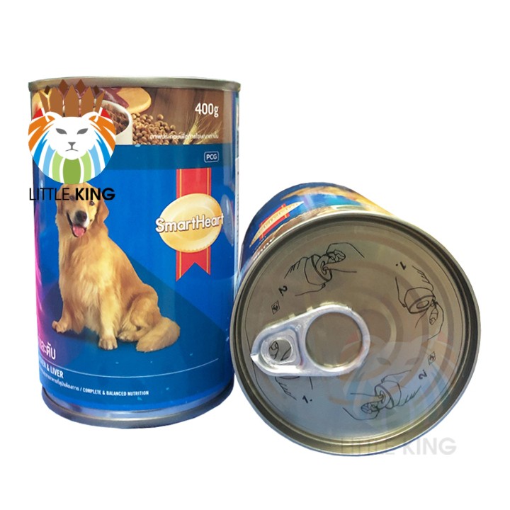 Thức ăn cho chó Pate Smartheart lon 400gr vị bò gan và gà gan, thức ăn ướt cho chó Little King pet shop