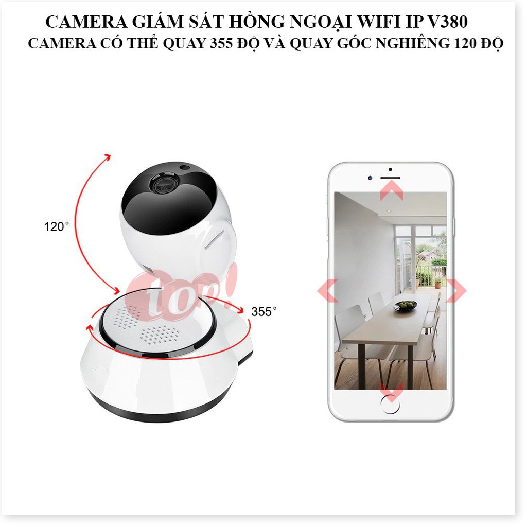 Camera Giám Sát Gia Đình V380 ✔Chính Hãng✔️ Kết nối không dây qua điện thoại, Đàm thoại 2 chiều, Xoay 360.