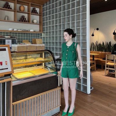 Sét bộ dạ sát nách quần sooc cạp dáng đúng