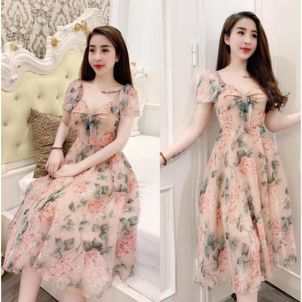 VÁY HOA RÚT NGỰC V993-SHOP-KAIZON DOLCE VIVA COLLECTION ( ảnh người mẫu và ảnh trải sàn do chính tay chị chủ tự chụp) !