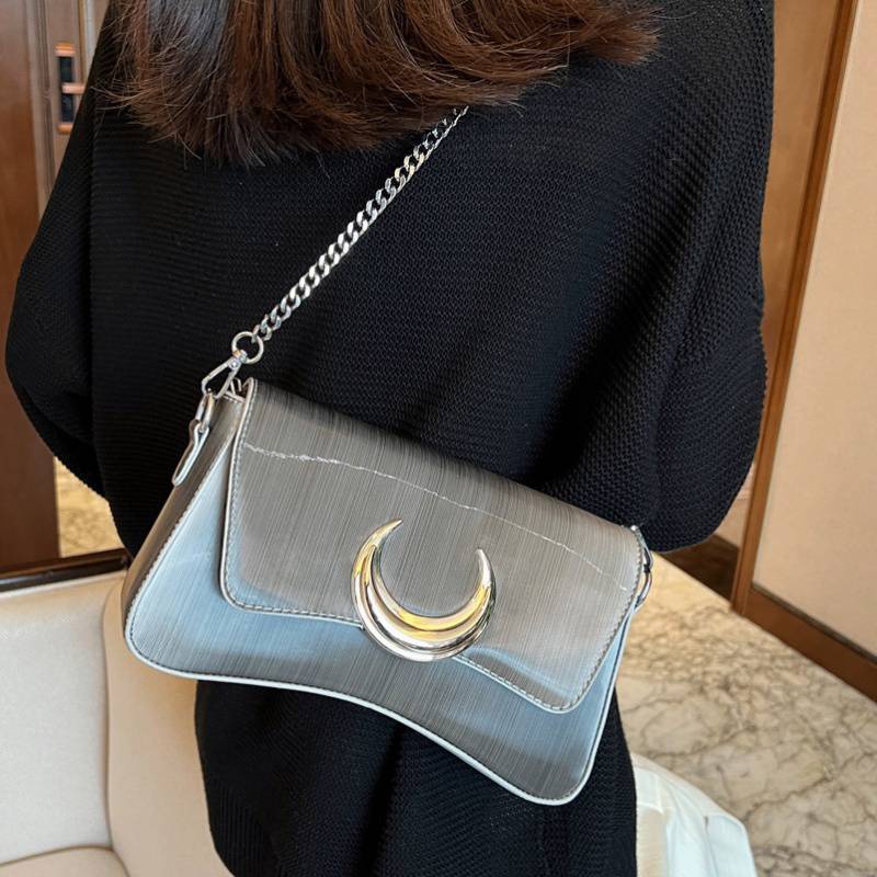 Ielgy Túi Đeo Chéo Chuỗi Xích Hình Lưỡi Liềm Đơn Giản Thời Trang Cho Nữ