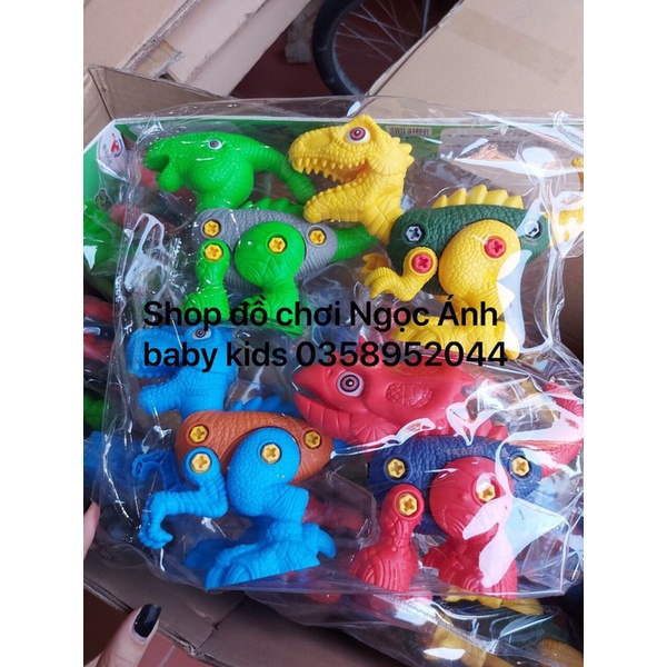 Bộ đồ chơi túi khủng long 4 con lắp ghép loại đẹp, khủng long có ốc vít