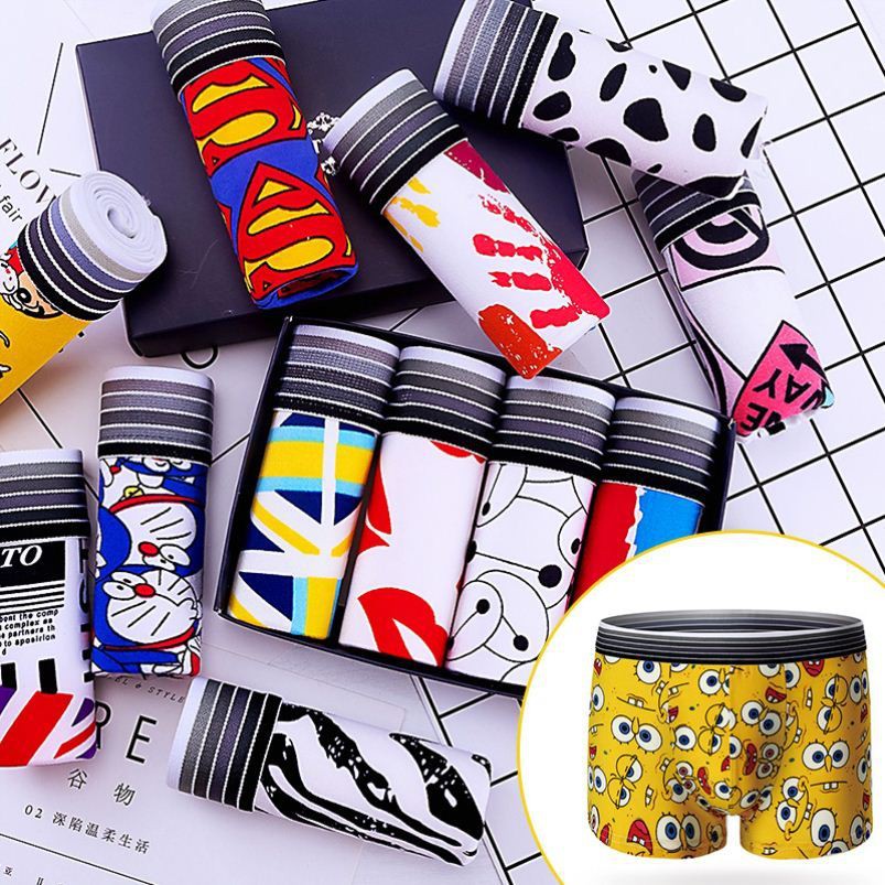 COMBO 4 quần sịp quần lót nam hoạt hình cute dễ thương siêu nhân, doremon,....