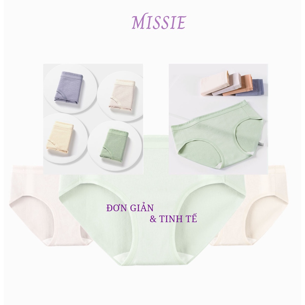 Quần lót nữ trơn cotton nhiều màu, tàng hình không đường may, siêu thấm hút khử mùi Missie Q08