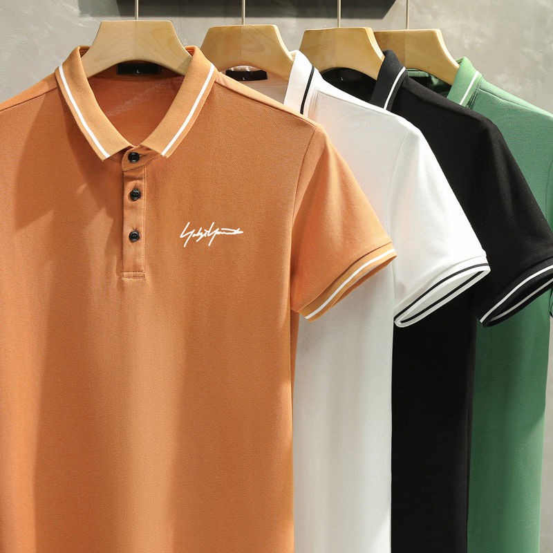 Áo polo nam ngắn tay phối màu có cổ trụ bẻ vải cá sấu cotton form rộng phong cách hiện đại đẹp thanh lịch 024VFT